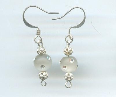 White Cat's Eye Fireball Earrings