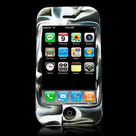Black & White Camouflage Silicone Skin Case for the Apple iPhone