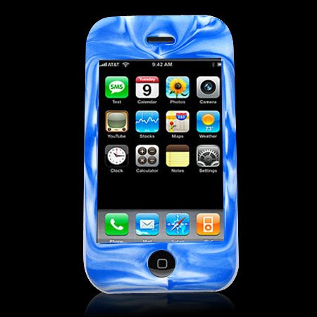Blue & White Camouflage Silicone Skin Case for the Apple iPhone