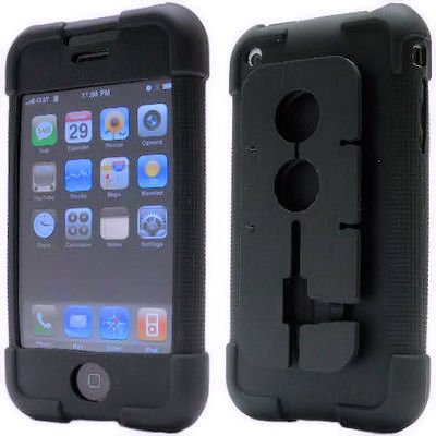 Opaque Black Silicone Skin Case with Integrated Earphone Cord Organizer for the Apple iPhone 4GB/8GB