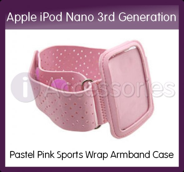 Pastel Pink Sports Wrap Armband Case/Holder with Strap for the Apple iPod Nano 3rd Generation