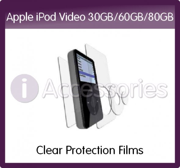 Clear Protection Films Kit for Apple iPod Video 30GB/60GB/80GB
