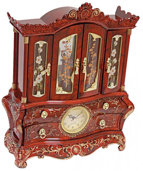 Elegant Musical Jewelry Clock Box