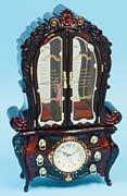 French Style Musical Jewelry Cabinet with Clock