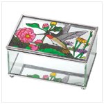 Hummingbird Stained Glass Jewelry Box
