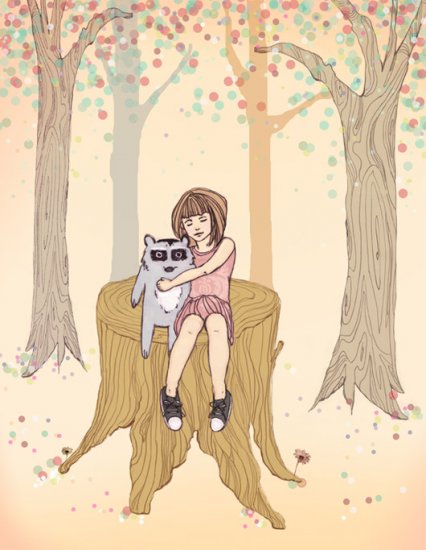 Melissa's Tree illustration print - peach