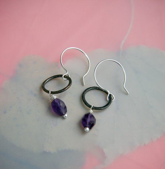 Handmade Amethyst and Sterling Silver earrings