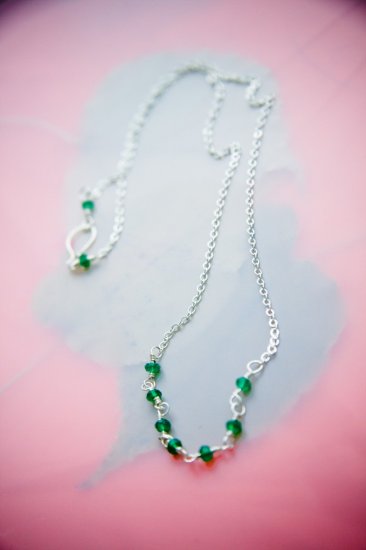 Handmade Green aventurine and sterling silver necklace