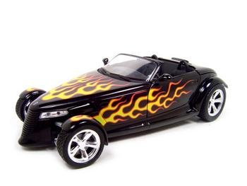 PLYMOUTH PROWLER BLACK W/FLAMES 1:18 DIECAST MODEL