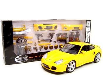 PORSCHE 911 TURBO YELLOW W/PARTS 1:18 DIECAST MODEL