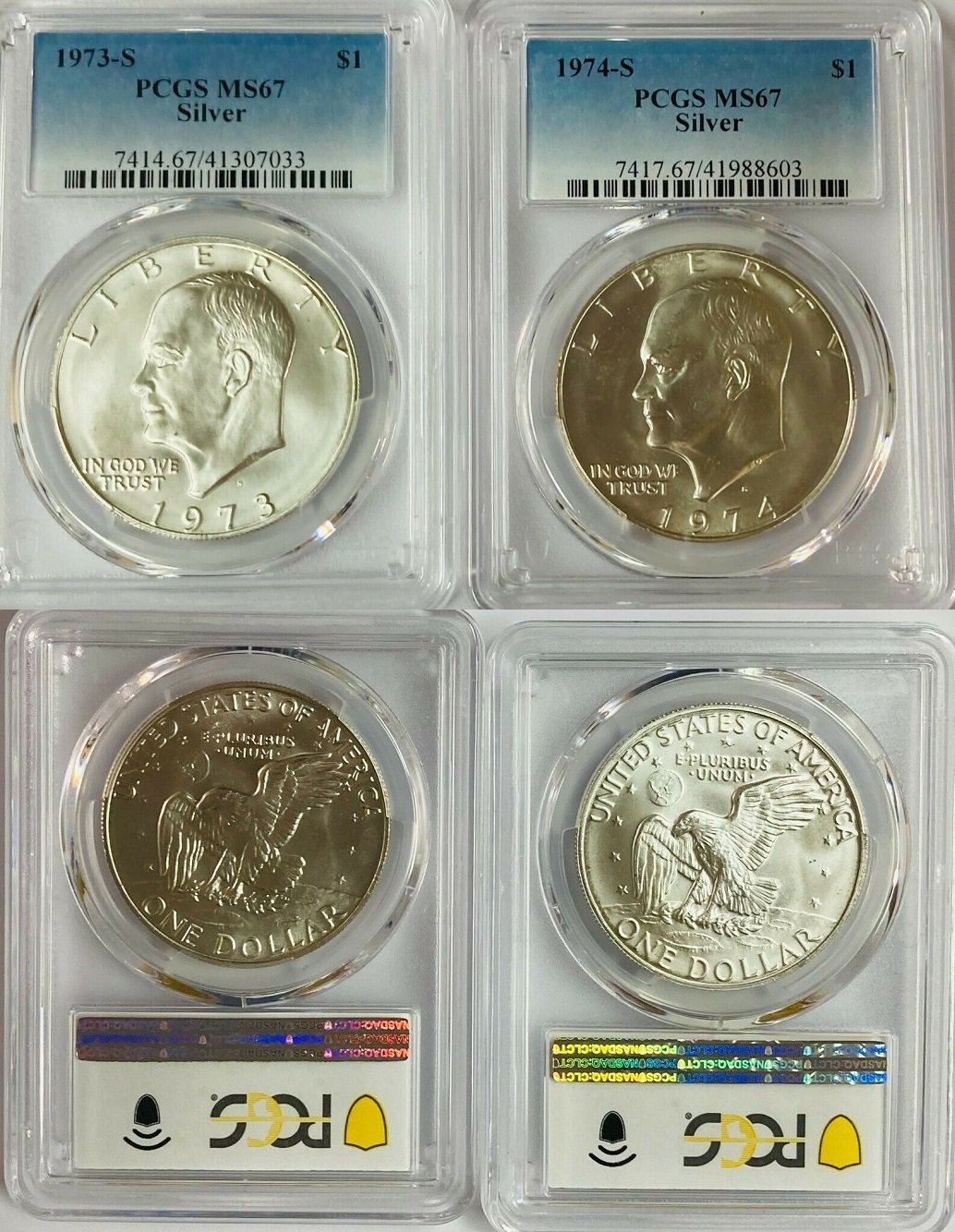 S S Eisenhower Ike Silver Dollars Pcgs Ms Coin Set