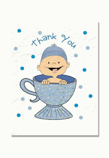 "Baby is Brewing" Baby Shower Thank You Cards (Blue, Pink, or Purple)