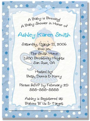"Baby is Brewing" Baby Shower Invitation - Personalized Invitations (Blue, Pink, or Purple)