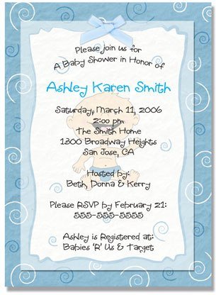 "New Baby" Baby Shower Invitation - Personalized Invitations (Blue, Pink, or Green)