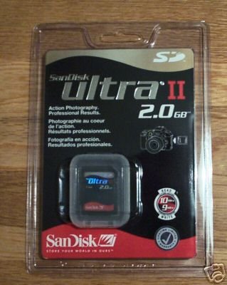 Sandisk 2GB Ultra II Secure Digital 2 GB SD Card Brand New--Free Shipping