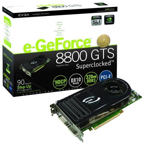 EVGA GeForce nVidia 8800GTS 320MB 320bit GDDR3 PCI Express 2.0 x16 Video Card -- Free Shipping