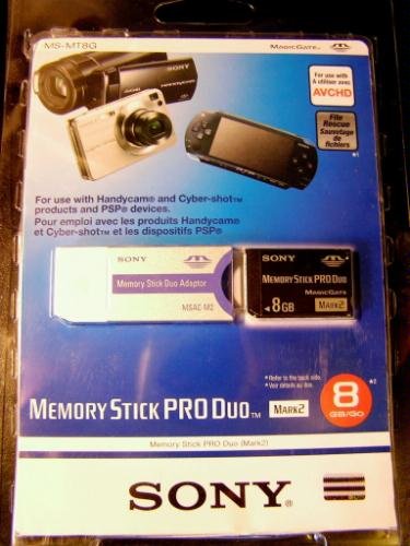 Sony 8GB Memory Stick Pro Duo 8 GB MSPD MARK 2 w/ Adapter