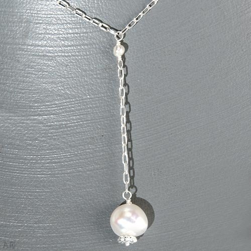 Natural Drop Pearl and SS necklace