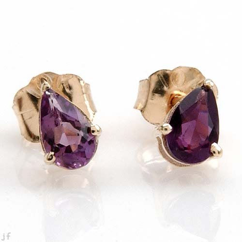 Genuine Amethyst Pear cut Studs