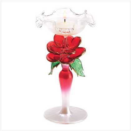 Blown Glass Rose Candleholder