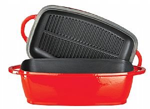 Kinetic- 4.5L rec roaster / grill pan lid - RED with black enamel interior body/lid