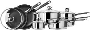 Kinetic- Classicor 11 Piece Stainless Steel Cookware Set with Non-Stick Fry Pans