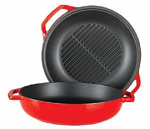 Kinetic-2-in-1 - 25cm Red Casserole with Grill Pan Lid