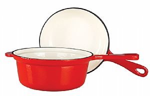 Kinetic-2-IN-1 = 1.3L saucepan with 17.5cm frypan lid- RED (creamy interior)