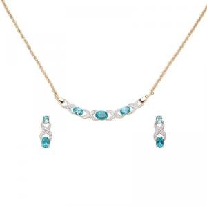 Blue Topaz and Diamond Necklace and Earring Set