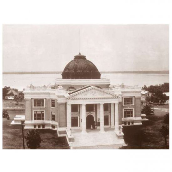 30" Wide Sepia Panoramic Photo of Calcasieu Parish Court House 1923 Lake Charles, LA