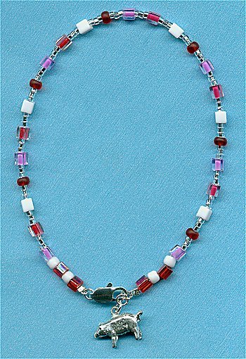 Handcrafted Pig Bracelet or Anklet OOAK