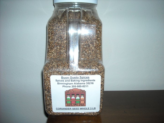 Coriander seed whole 3 LB JAR $22.95 --spices seasonings & herbs