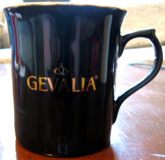 Black w/ Gold Trim Gevalia Signature 10 oz Mug/Cup EUC