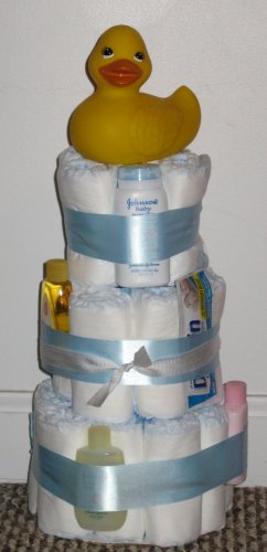 Boy's Size 1 Diaper Cake w/ Ducky Topper
