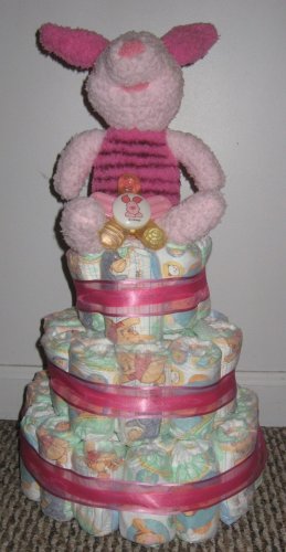 Girl's Piglet/Pooh Size 2 Diaper Cake