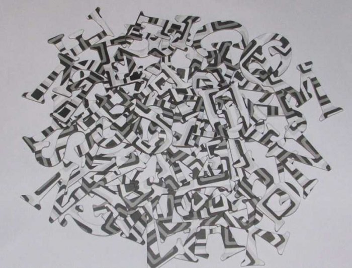 Scrapbooking Chipboard Fun Serif Alphabet - Black & White