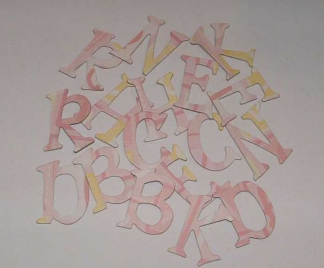 Scrapbooking Chipboard Fun Serif Alphabet - Pink/Yellow