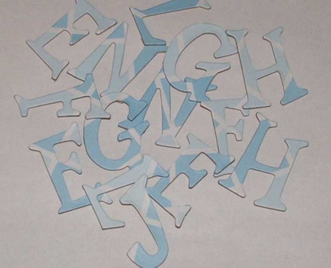 Scrapbooking Chipboard Fun Serif Alphabet - Blue Argyle