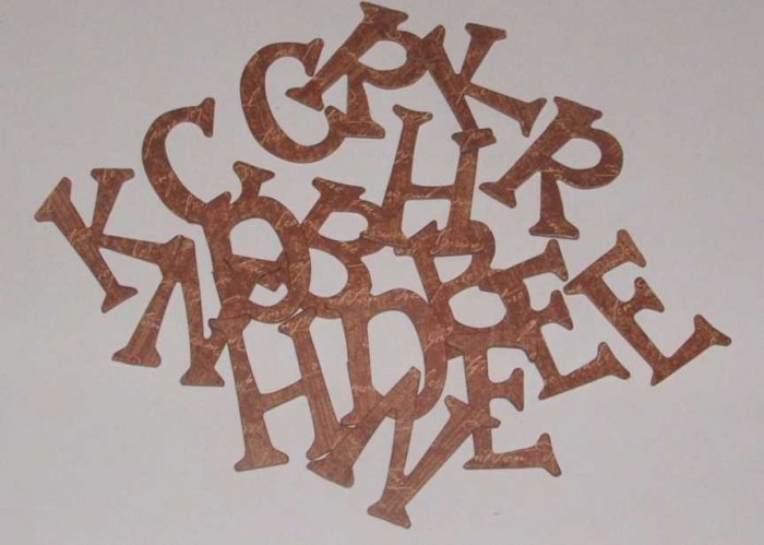 Scrapbooking Chipboard Fun Serif Alphabet - Brown Script