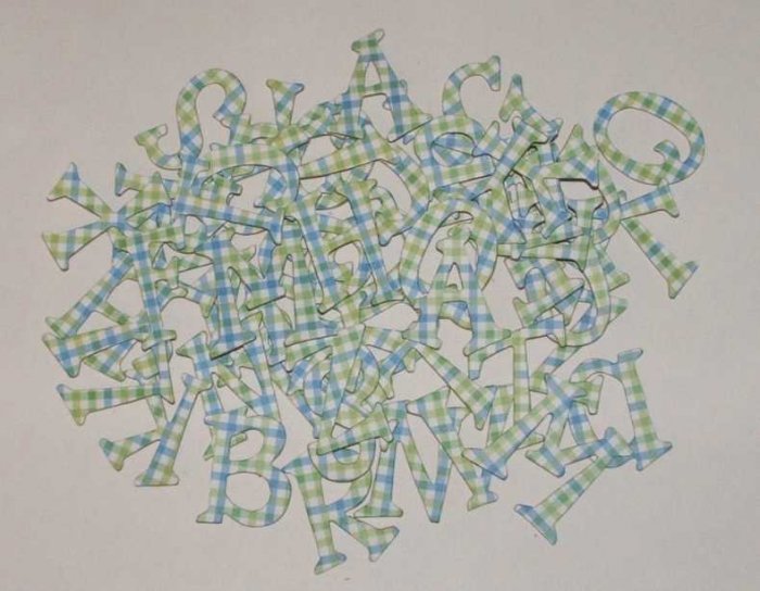 Scrapbooking Chipboard Fun Serif Alphabet - Blue/Green Plaid