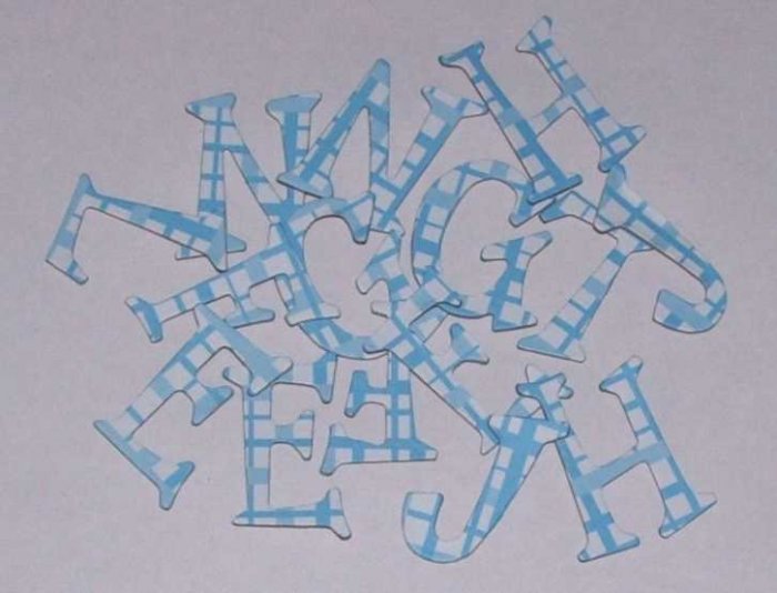 Scrapbooking Chipboard Fun Serif Alphabet - Blue Plaid