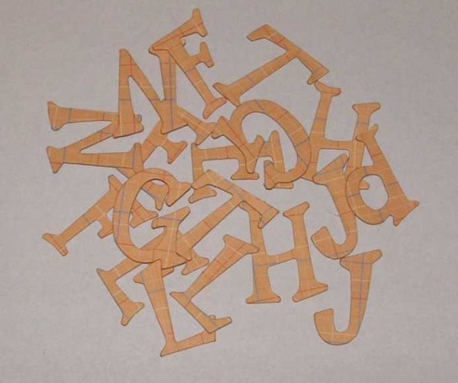 Scrapbooking Chipboard Fun Serif Alphabet - Peach Plaid