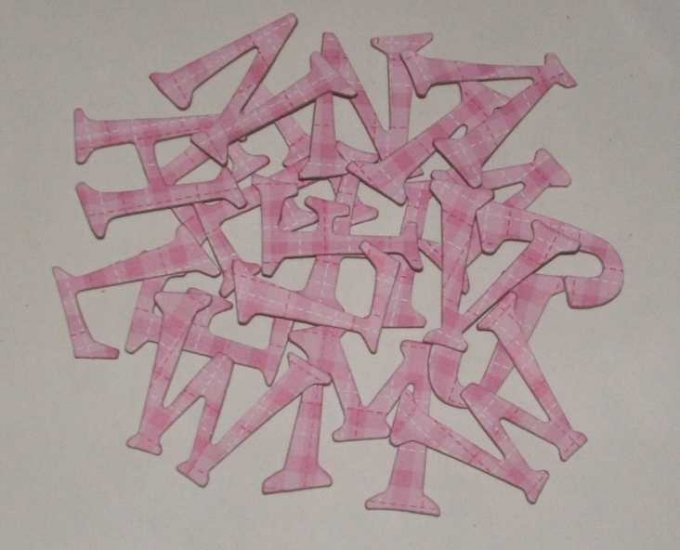 Scrapbooking Chipboard Fun Serif Alphabet - Pink Plaid 2