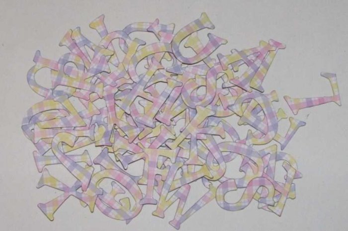 Scrapbooking Chipboard Fun Serif Alphabet - Pink/Yellow Pastel Plaid