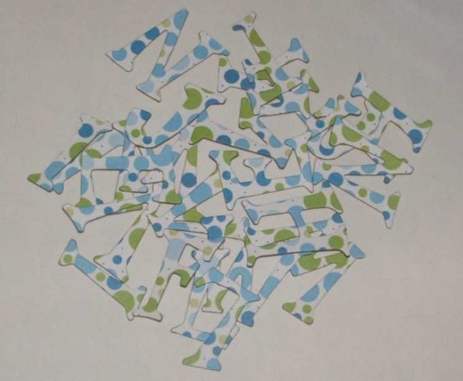 Scrapbooking Chipboard Fun Serif Alphabet - Blue/Green Polka Dots