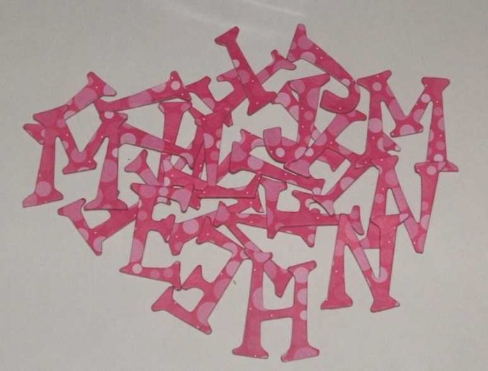 Scrapbooking Chipboard Fun Serif Alphabet - Hot Pink Polka Dots