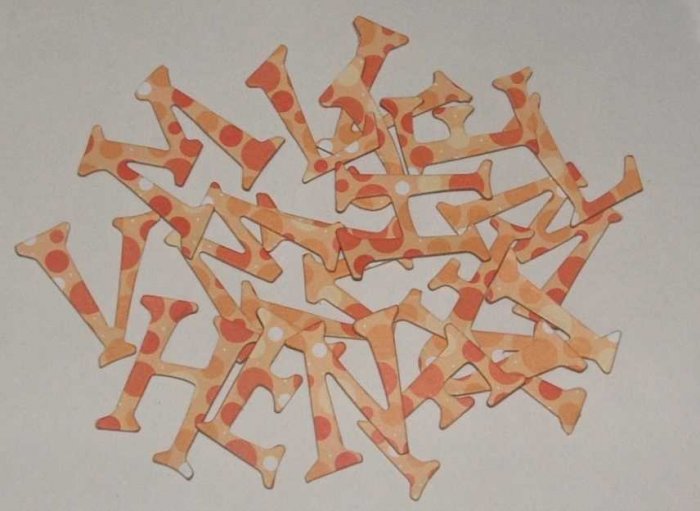 Scrapbooking Chipboard Fun Serif Alphabet - Peach Polka Dots