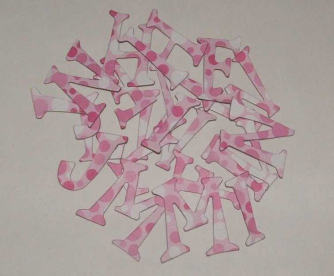 Scrapbooking Chipboard Fun Serif Alphabet - Pink/White Polka Dots