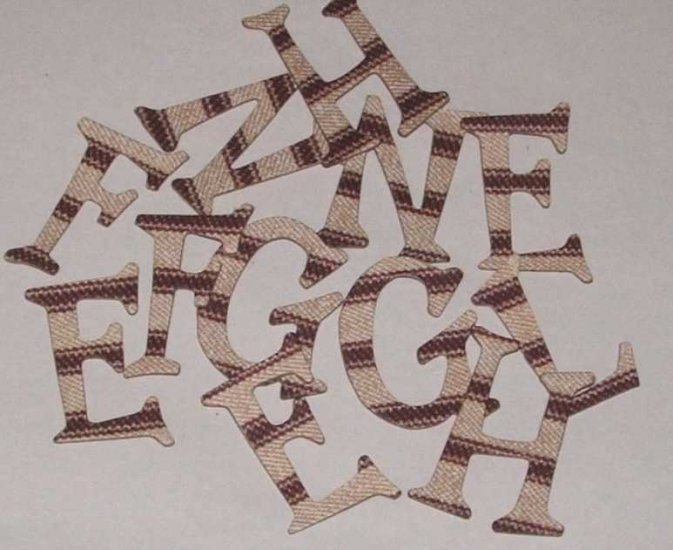 Scrapbooking Chipboard Fun Serif Alphabet - Textured Brown Stripes