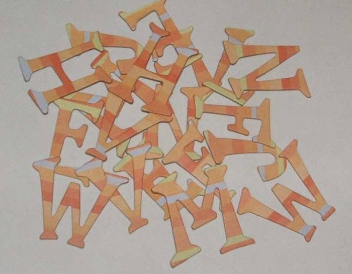 Scrapbooking Chipboard Fun Serif Alphabet - Peach Stripes